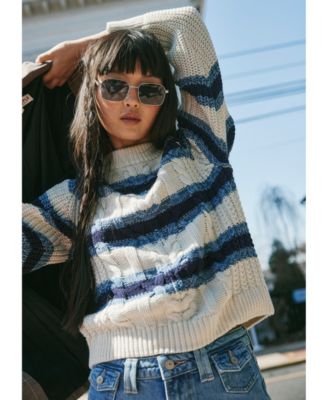 Women's Frankie Striped Cotton Cable Knit Sweater