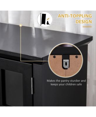 Wooden Kitchen Storage Cabinet with Adjustable Shelves for Dining Room and Pantry