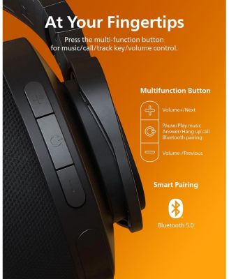 A4216 Wireless Headphones, Over-Ear Bluetooth Headphones with Powerful Bass, 35Hr Battery Life, IP55, Washable cups, Black