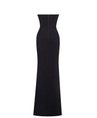 Women Xoana Black Crystal Embellished High Slit Gown