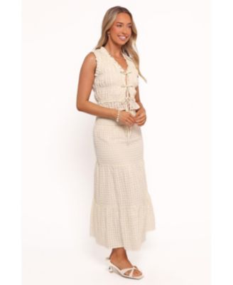 Women's Farica Gingham Midi Skirt - Cream