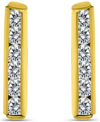 Cubic Zirconia Set Bar Post Earrings (5/8 ct. t.w.) in 18K Gold Over Sterling Silver, Macy's Exclusive