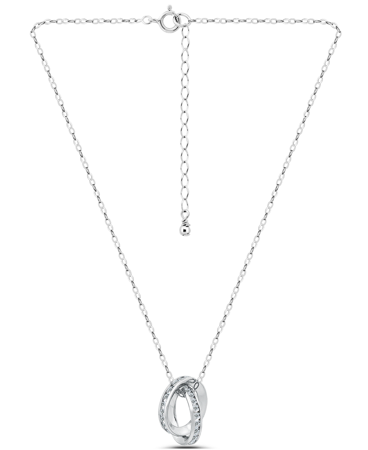 Giani Bernini Cubic Zirconia Interlocking Rolling Circles Necklace (2-1/2 Ct. T.w.) In 18k Gold Over Sterling Silv In Metallic