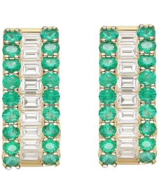 Gemstone and Diamond Hoop Earrings (1/4 ct.t.w.) in 14K Gold (also in 14K White Gold)