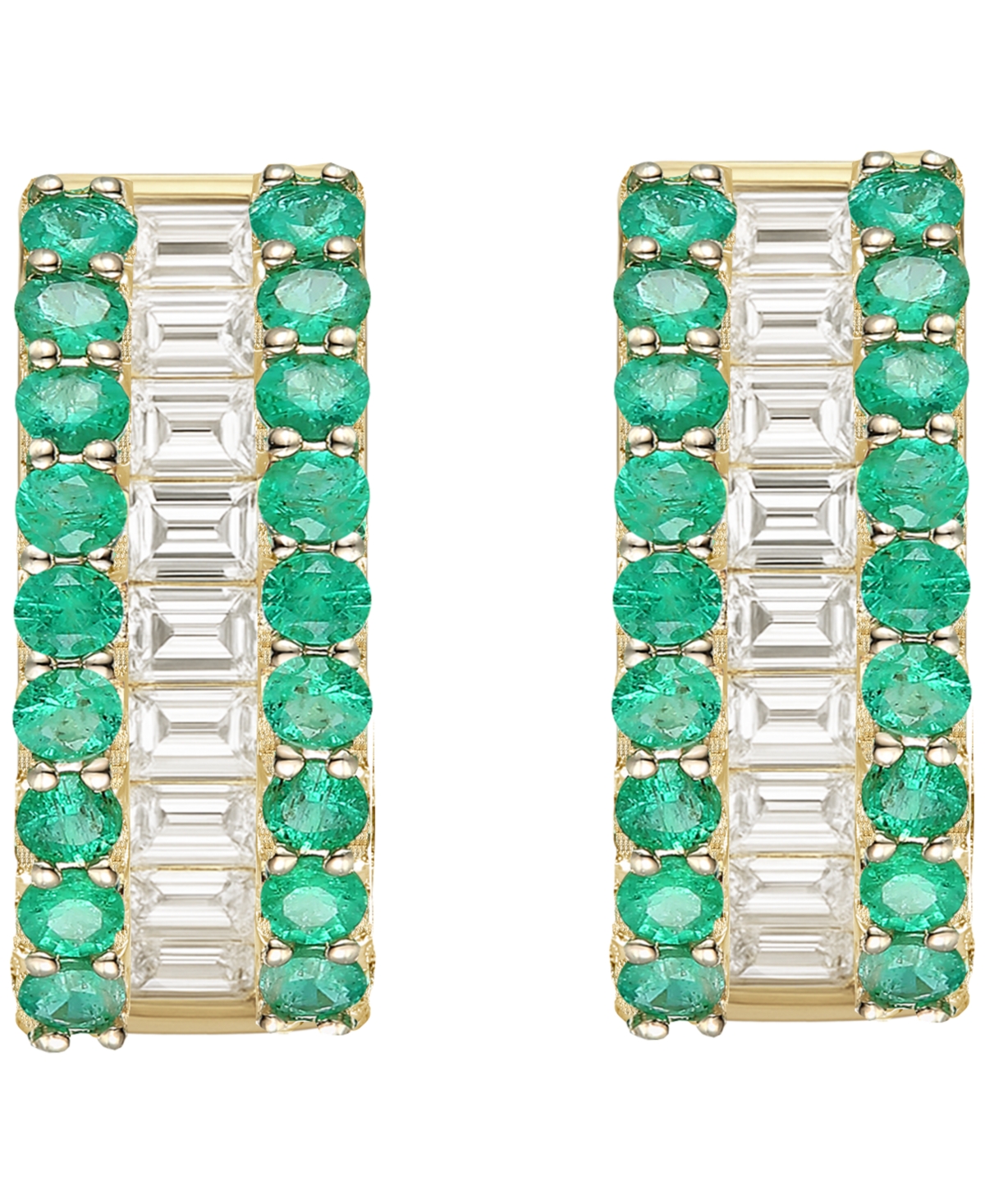 Macy's Gemstone And Diamond Earrings (1/4 Ct.t.w.) In 14k Gold And White Gold In Green
