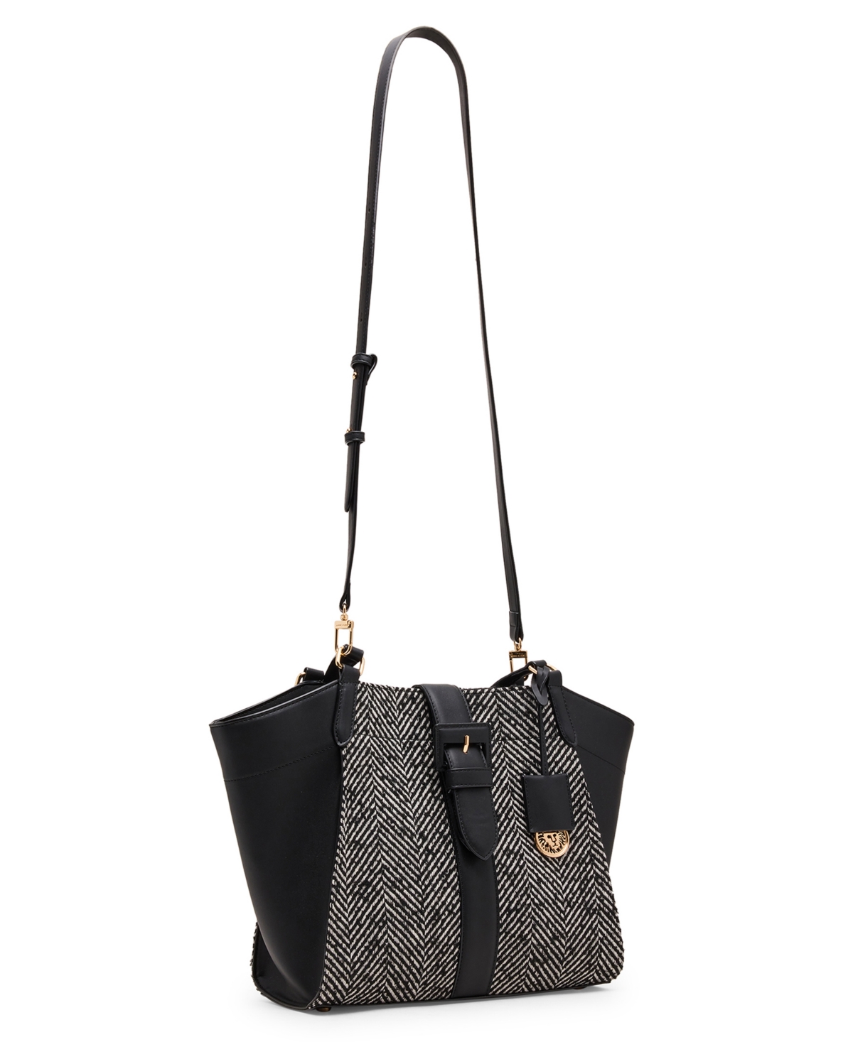 Anne Klein Herringbone Medium Tote Bag In Black