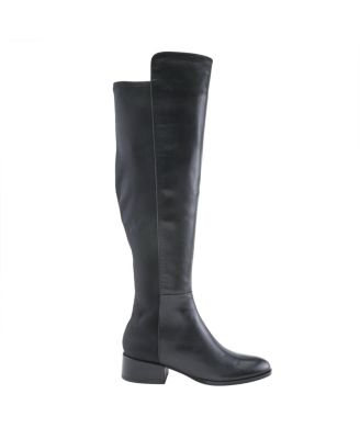 Rider Over-the-Knee Leather Boot with Stretch Back Panel and Leather-Wrapped Heel