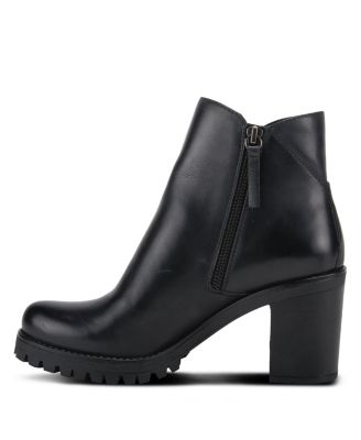 DEALEY Leather Booties with Double Zippers and Lug Platform Sole