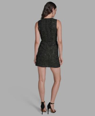 Women's Textured Tweed Asymmetrical Sheath Dress