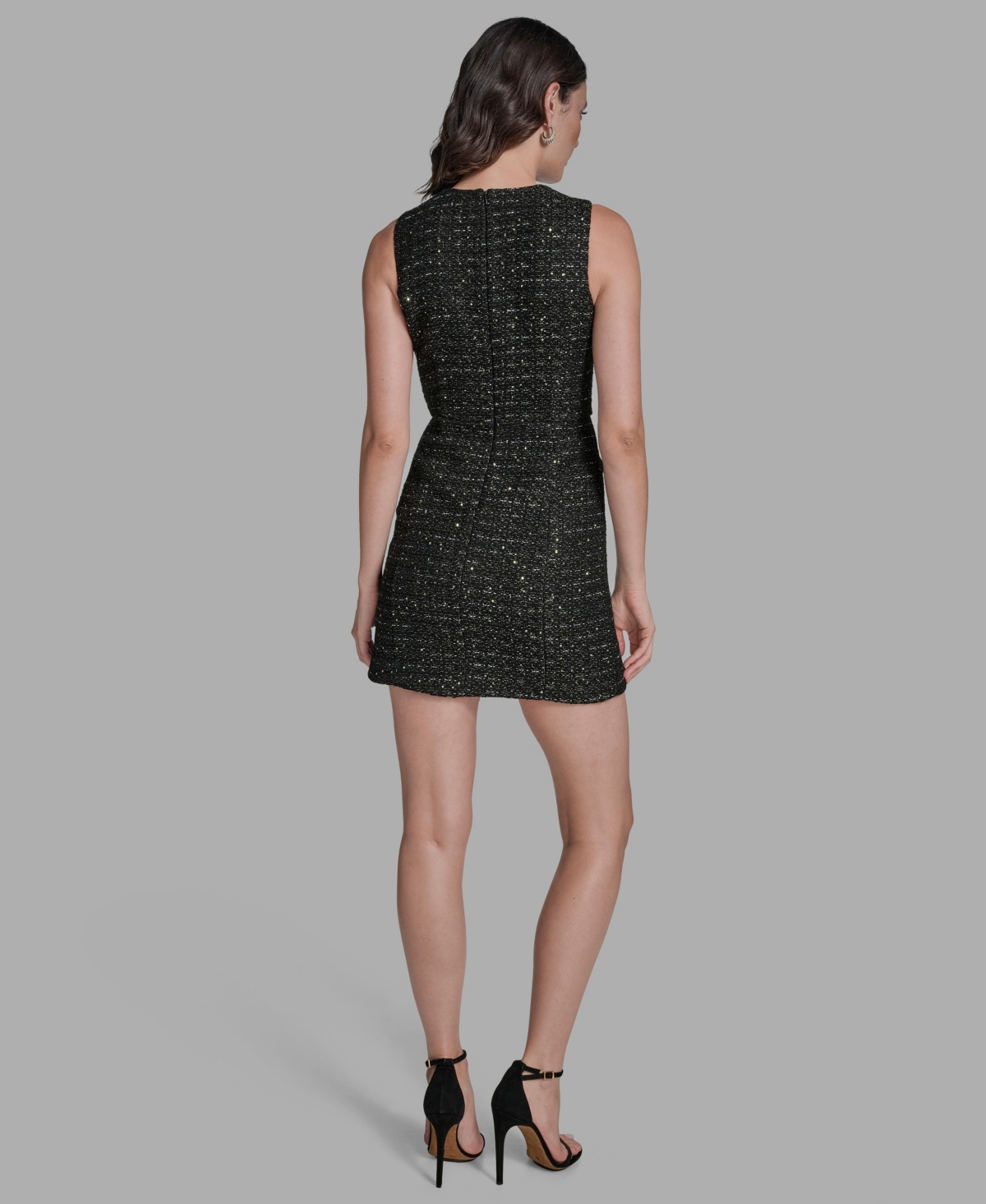 Bcbg Women's Textured Tweed Asymmetrical Sheath Dress In Black