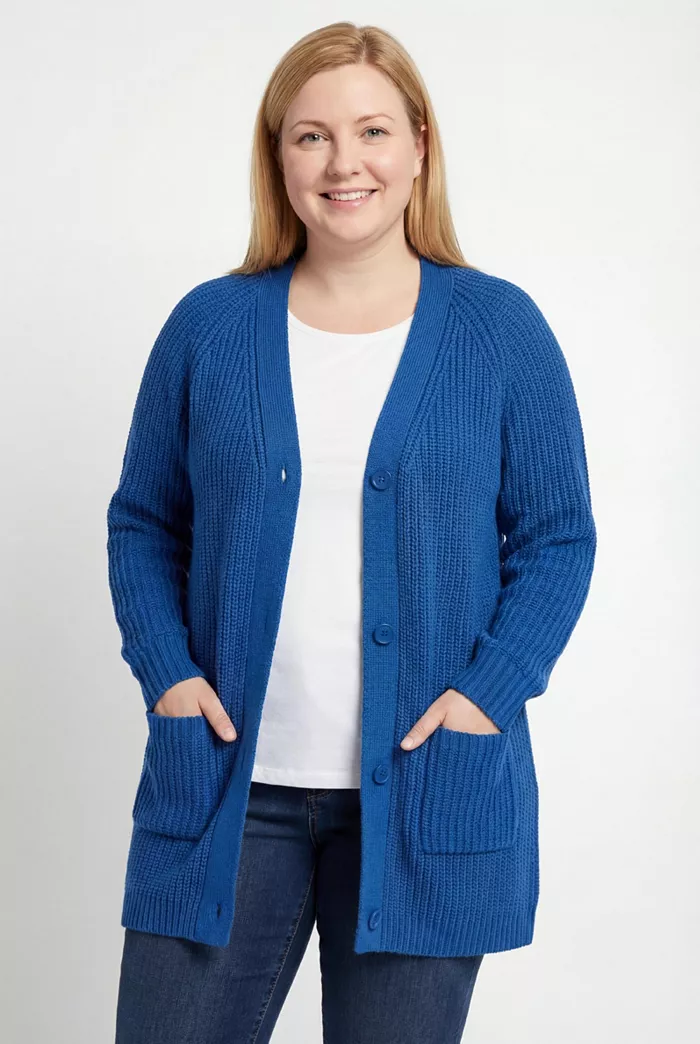 Plus Size Within Button-Front Shaker Cardigan Sweater