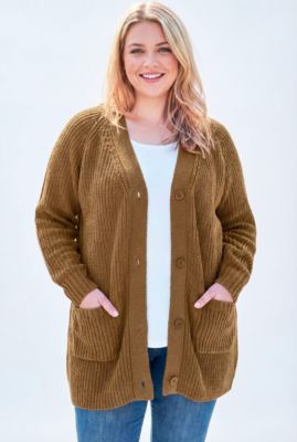 Women's Within Button-Front Shaker Cardigan Sweater