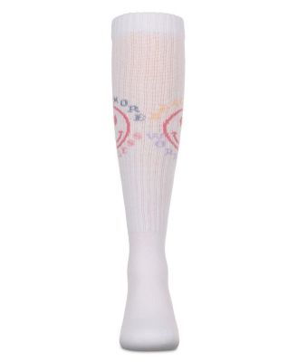 Girls Ribbed Cotton Blend "Beach More, Worry Less" Knee Sock