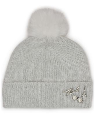 KARL LAGERFELD PARIS - Women's Pom Pom Detail Beanie