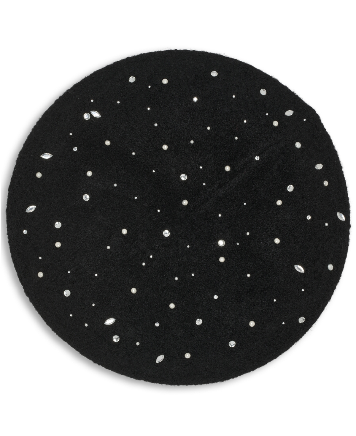 Karl Lagerfeld Women's Crystal Stud Detail Beret Hat In Black