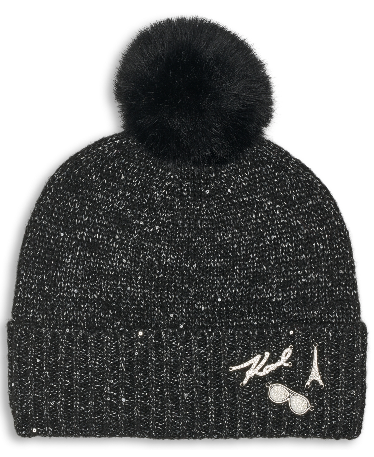 Karl Lagerfeld Paris Women's Pom Detail Beanie