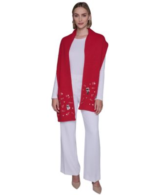 Women's Embroidered Karl Hearts Scarf