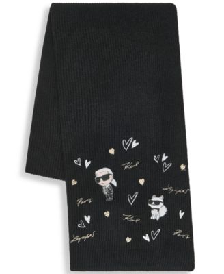 Women's Embroidered Karl Hearts Scarf
