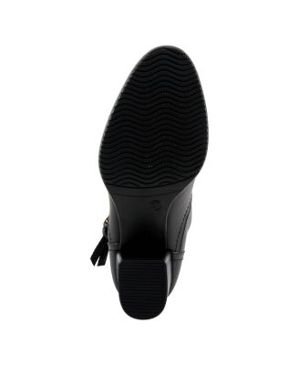 Nazca Leather Ankle Bootie with Gold Snap Button and Functional Zipper