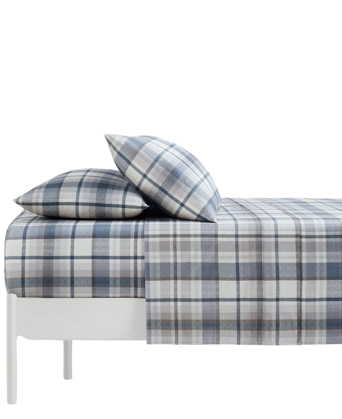 Southshore Fine Linens Highland Plaid Extra Deep Pocket 300- Thread Count 4-pc. Sheet Set, Queen In Blue
