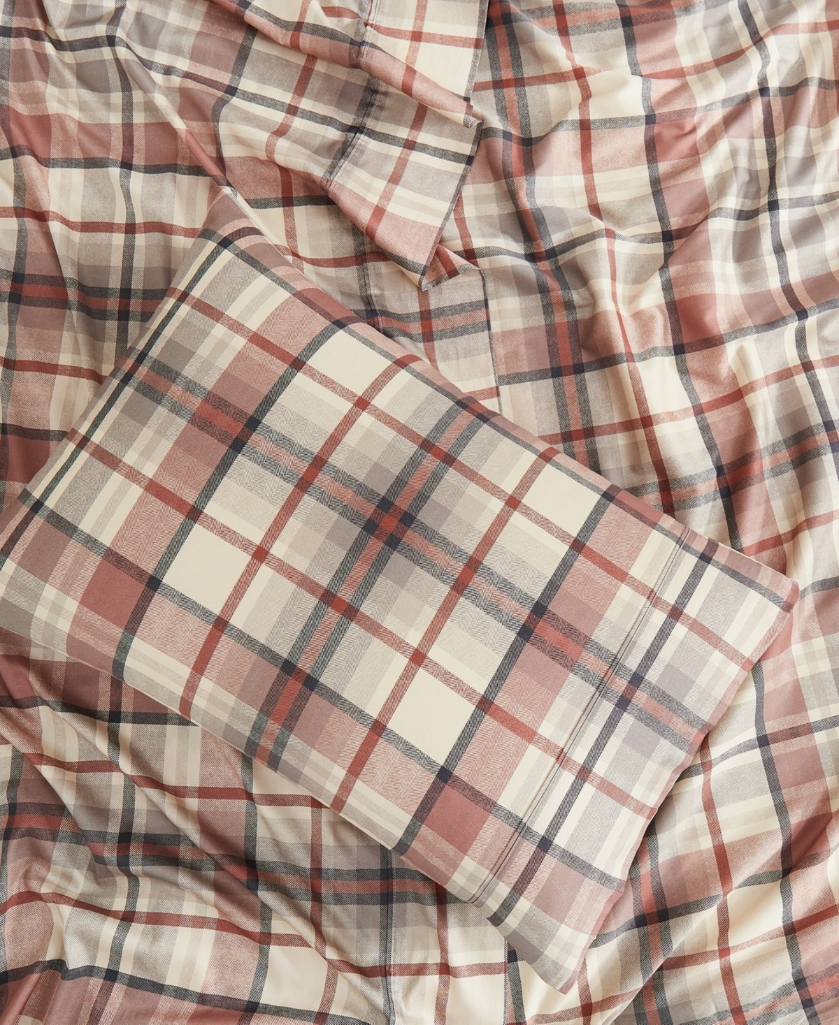 Southshore Fine Linens Highland Plaid Extra Deep Pocket 300- Thread Count 4-pc. Sheet Set, Queen In Red