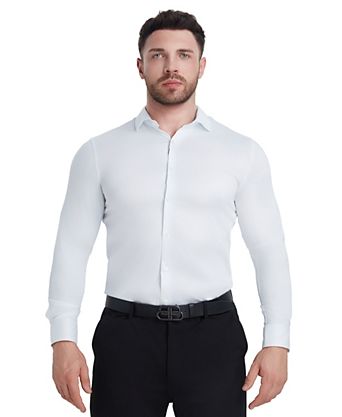men's white dress shirts slim fit Lion Nardo Stretch for Men Short Sleeve Casual Button Down Shirts Muscle Fit Dress Shirts : Clothing, Shoes & Jewelry no stress Slim Fit White Solid English