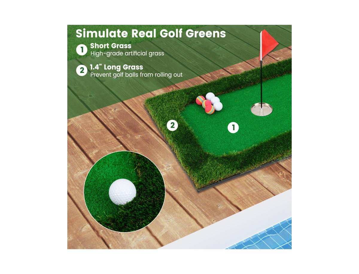 Floating Golf Green Set with 6 Balls and Flag for Pool or Backyard Practice