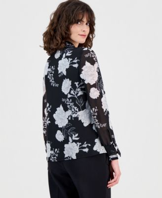 Women's Printed Button-Front Blouse