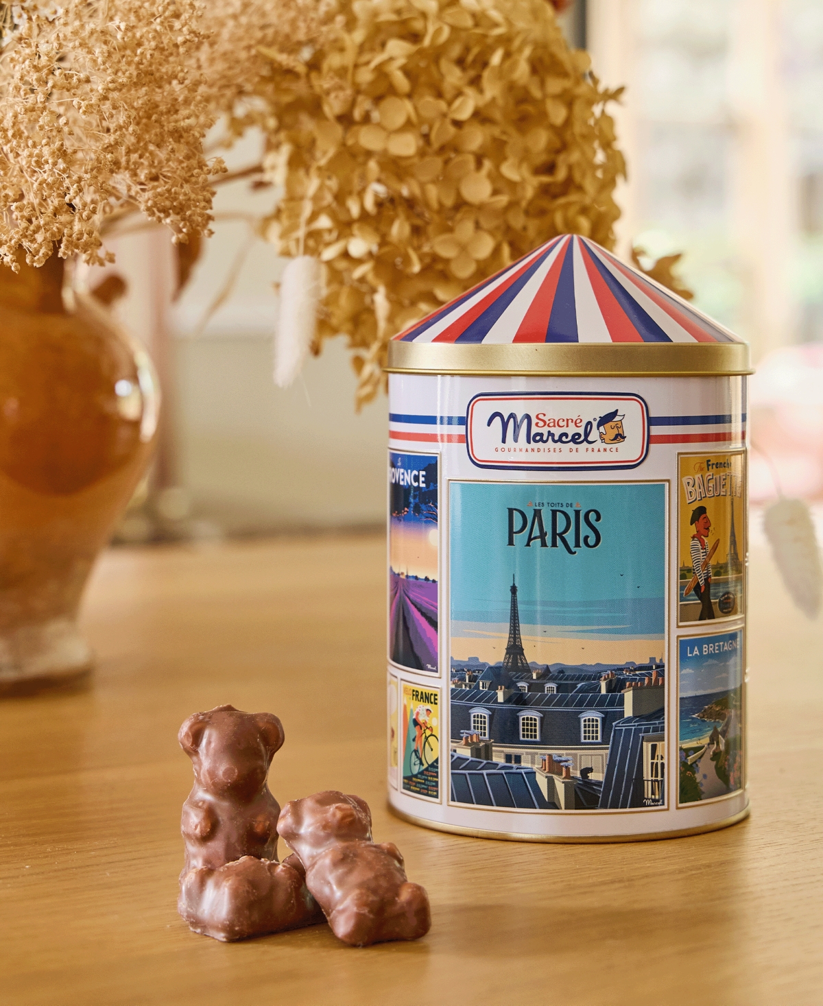 Maxim's De Paris Sacre Marcel Colonne Morris Tin With Milk Chocolate Marshmallow Bears, 5.3oz In Transparent