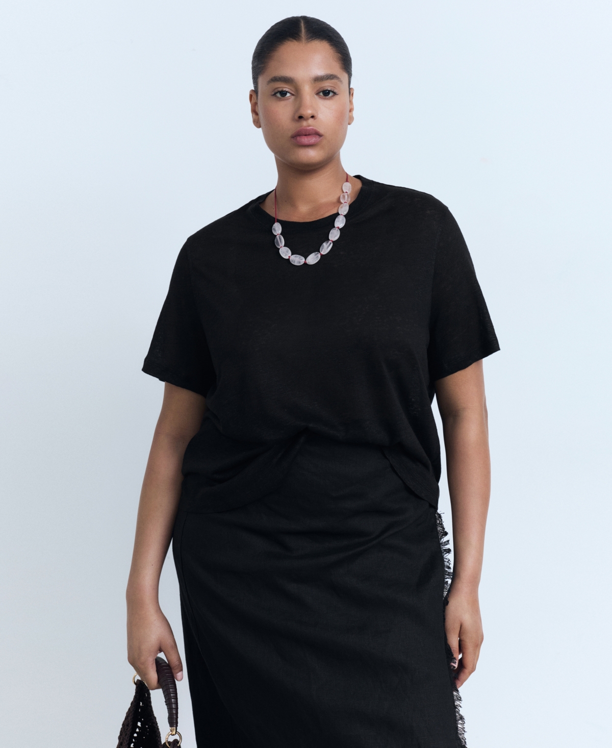 Mango Women's Short-sleeved Linen T-shirt In Black