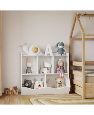 1 Count  Stylish Wooden Toy Shelf, Toy Storage and Organization Shelf, Double-Layer Children's Bookshelf, Ideal for Game Rooms and Corridors