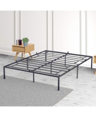 14 Inch Metal Queen Bed Frame with Rounded Corner, Heavy Duty Non-Slip Bed Frame with Steel Slats, No Box Spring Required Noise-Free Easy Assembly, 9-Leg Bed Base, Black