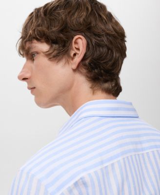 Men's Regular-Fit Striped Cotton-Linen Shirt