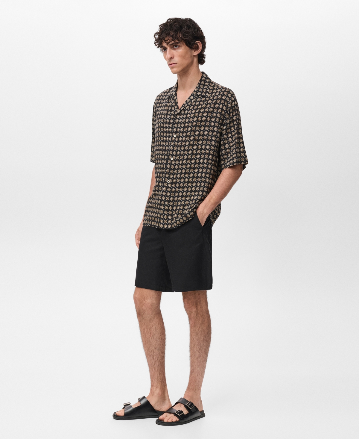 Mango Men's Printed Fluid Regular-Fit Shirt