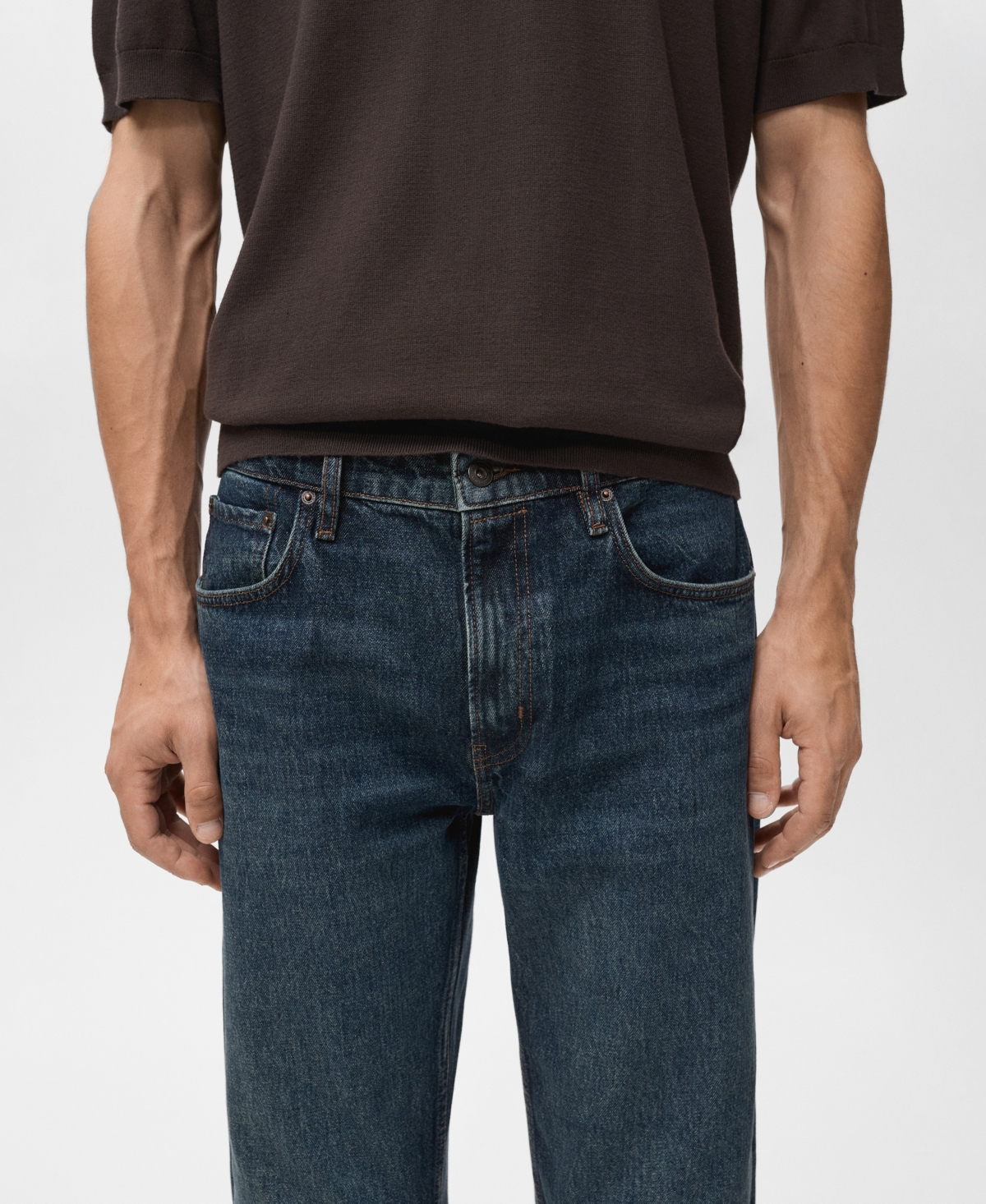 Mango Men's Moby Straight-fit Dark-wash Jeans In Blue