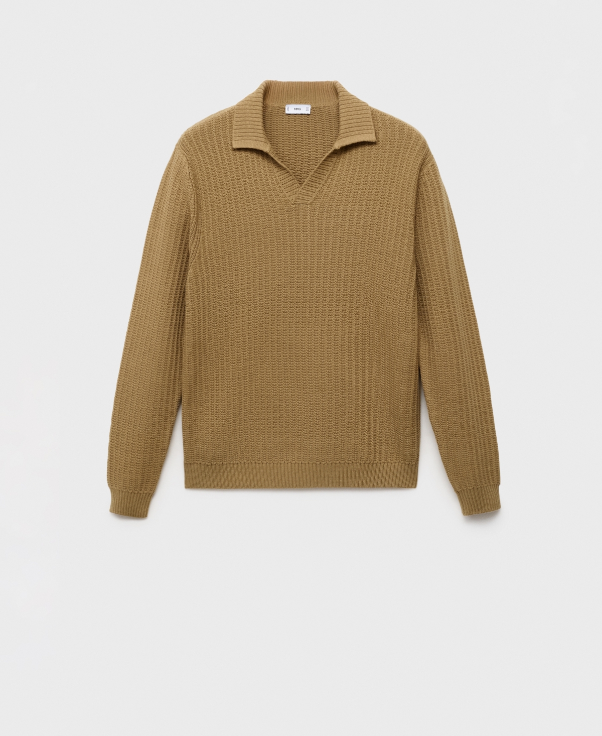 Mango Structured Cotton Polo Sweater In Nude
