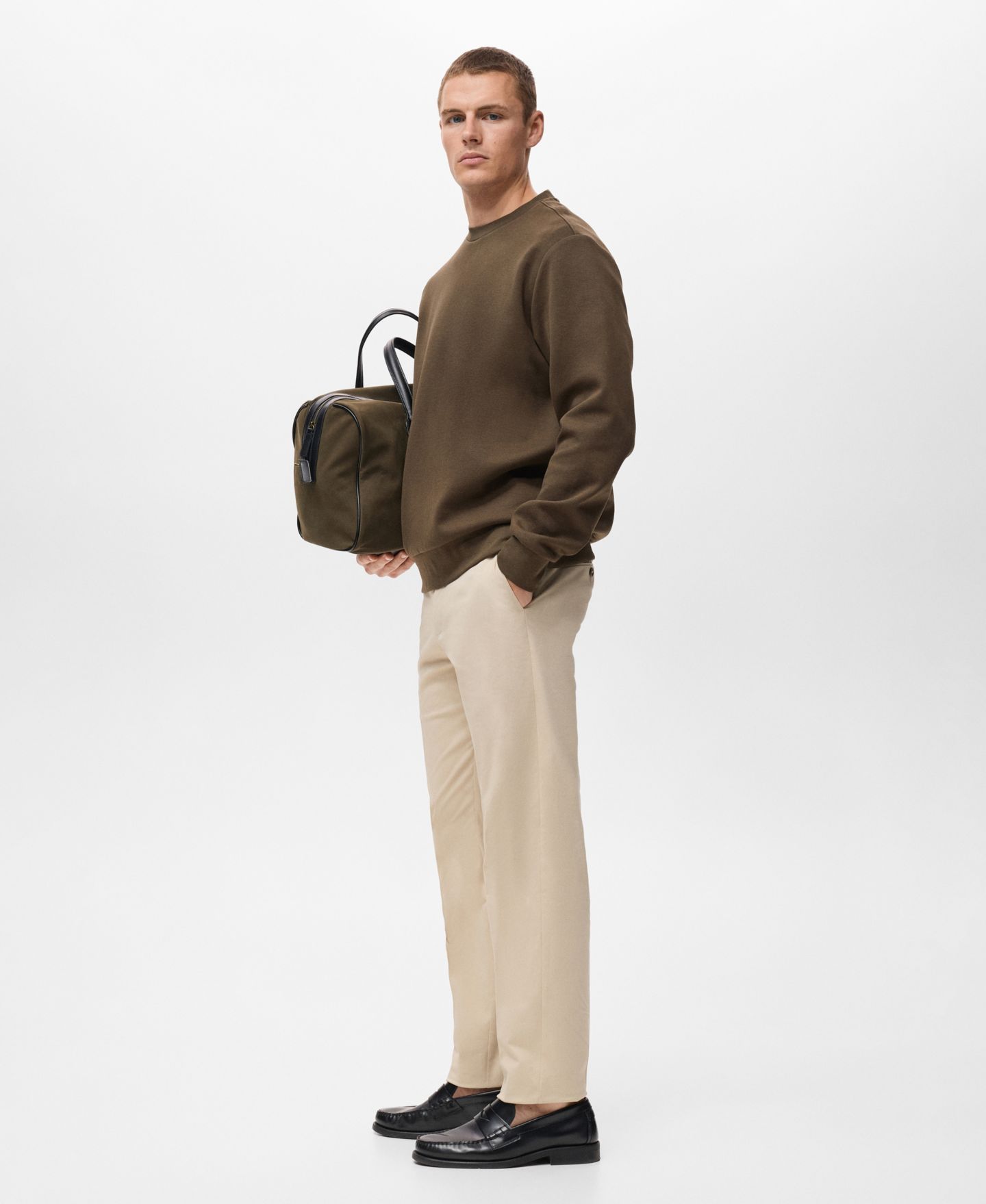 Мужская толстовка Mango Regular-Fit Cotton, цвет: Оливковый зелёный — фото 3