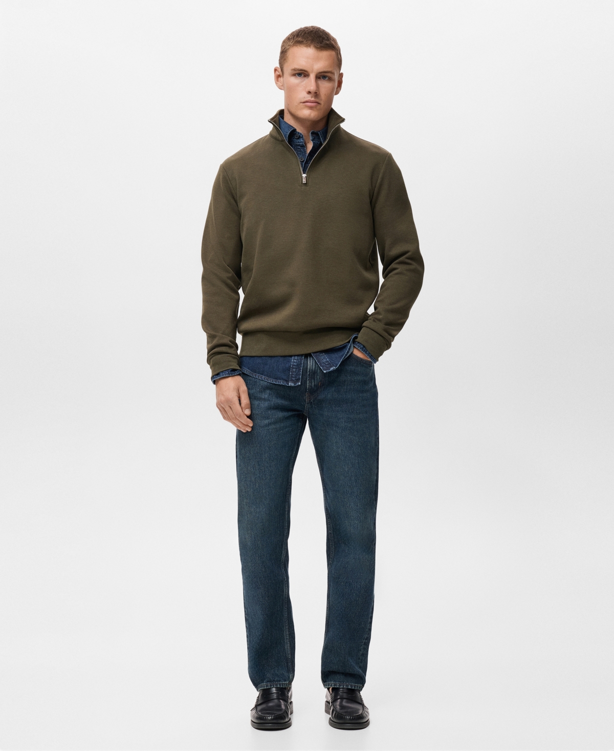 Mango Men's Regular-fit Cotton Sweatshirt In Green