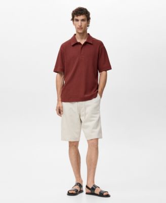 Men's Textured Knitted Polo Shirt