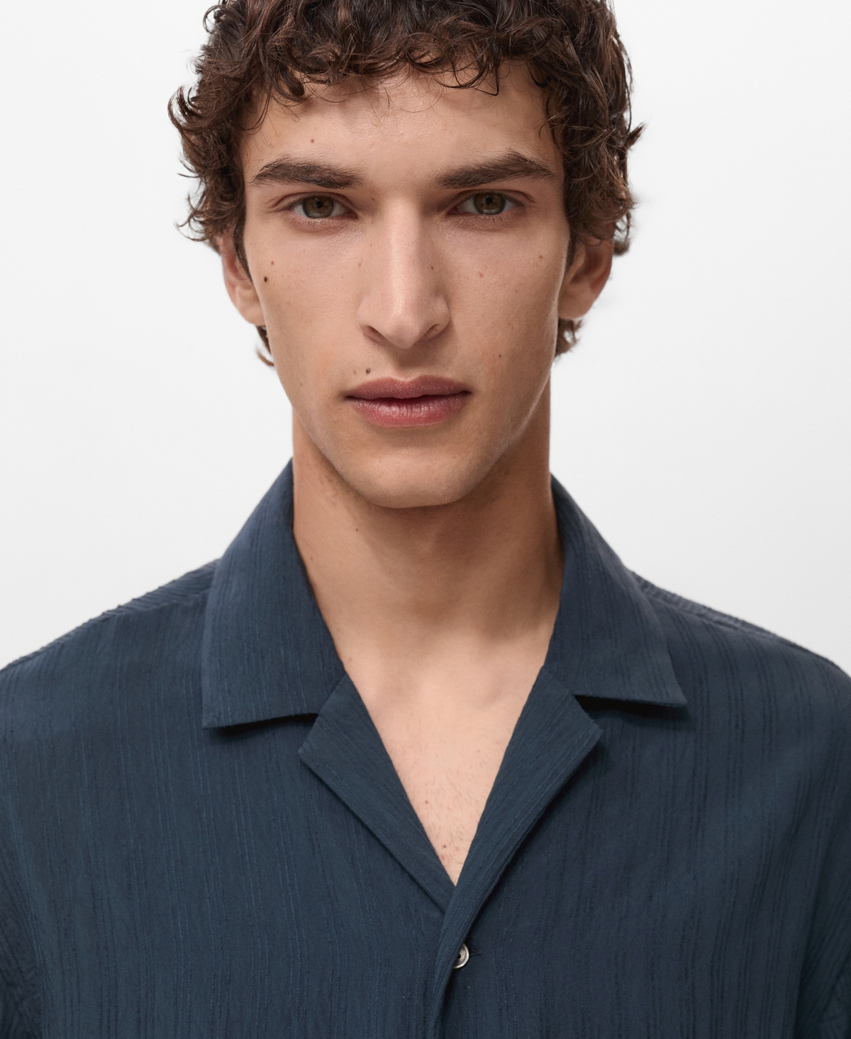 Mango Men's Striped Embroidered Shirt In Blue