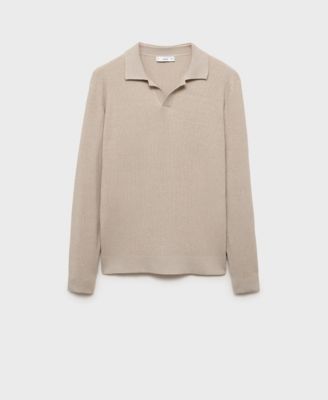Men's Cotton-Blend Ribbed Polo Sweater