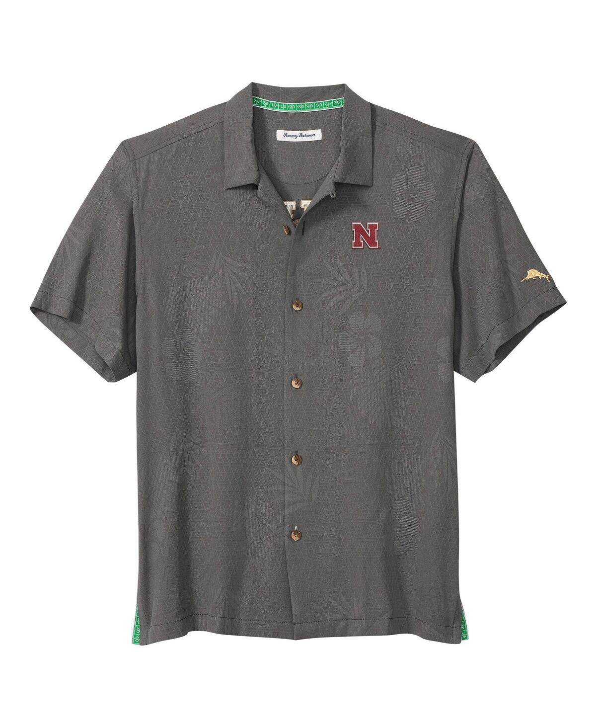 Tommy Bahama Men's Gray Nebraska Huskers Catch Of The Day Camp Islandzone Button-up Shirt In Gray