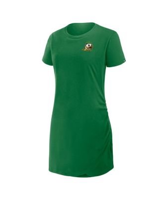 Women's Green Oregon Ducks Ruched Drape T-Shirt Dress