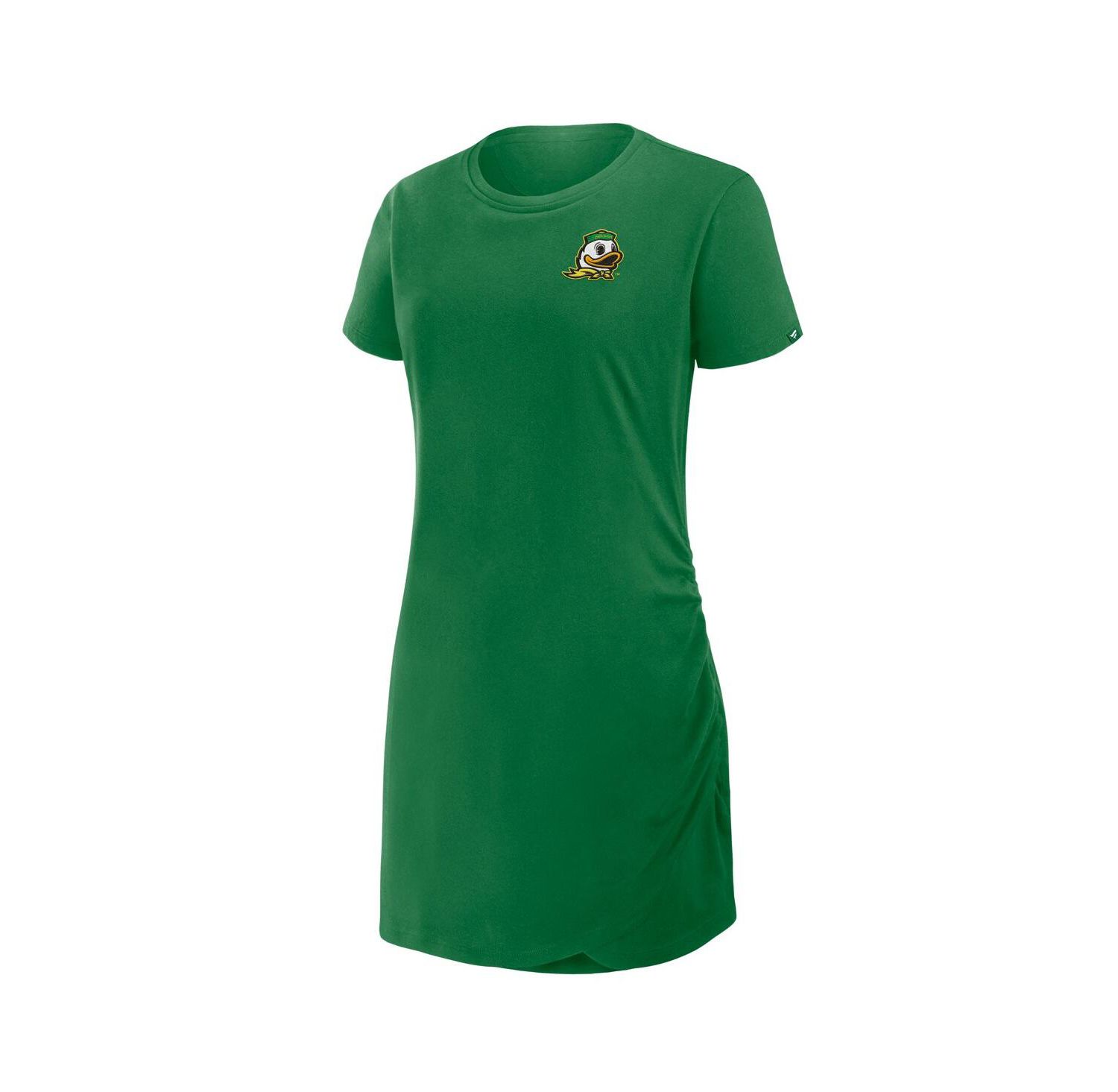 Women's Green Oregon Ducks Ruched Drape T-Shirt Dress