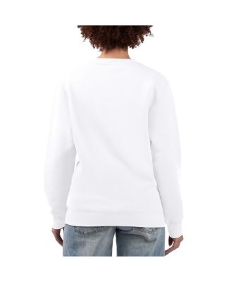 Women's White Kansas City Chiefs Football Logo Graphic Fleece Tri-Blend Pullover Sweatshirt