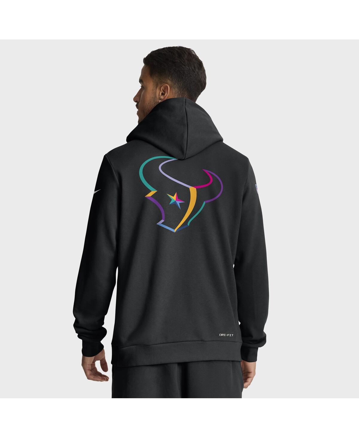 Nike Houston Texans Crucial Catch Sideline  Men's Dri-fit Nfl Pullover Hoodie In Black