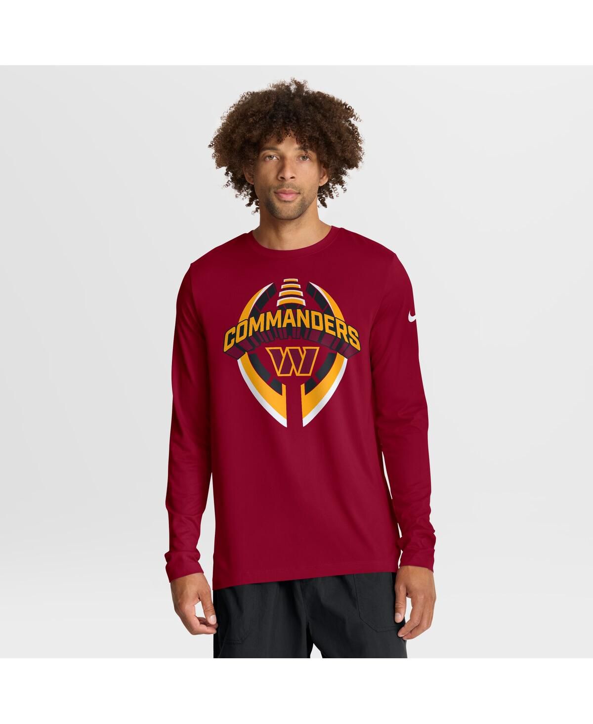 Мужская бордовая футболка Washington Commanders Prime Time Legend Icon Performance с длинным рукавом бордового цвета