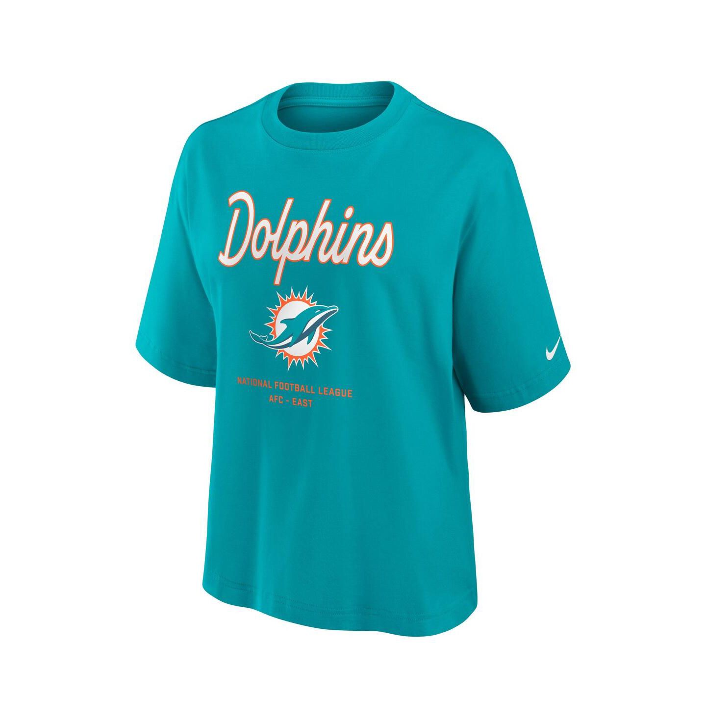 Женская футболка Nike Aqua Miami Dolphins Essential Script Relaxed Boxy — фото 2