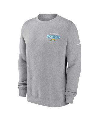 Men's Heather Gray Los Angeles Chargers Primetime Club Fleece Pullover Sweatshirt