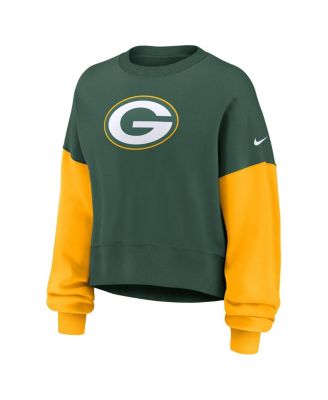 Women's Green Green Bay Packers Oversized Color Block Pullover Sweatshirt